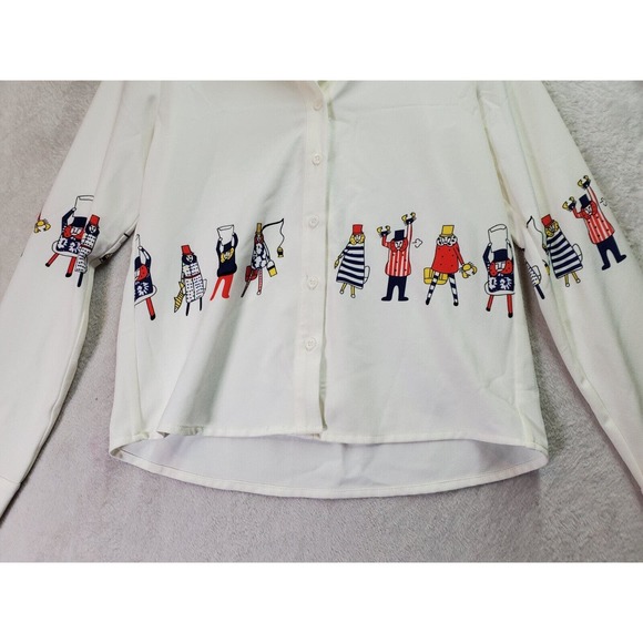 niB Buns by Hstyle Shirt Women Small Multi Long Casual Sleeve Collar Button Down - Picture 3 of 7